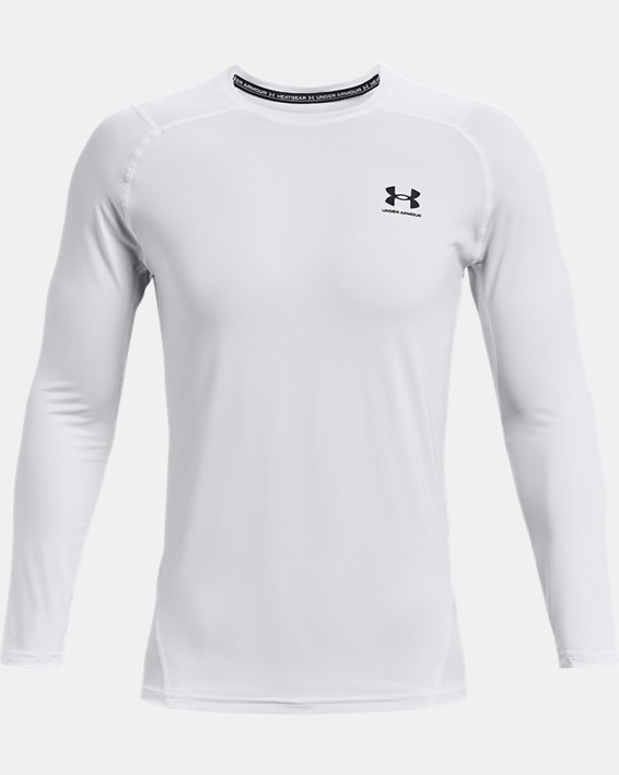 Men's HeatGear® Armour Fitted Long Sleeve, White, pdpMainDesktop image number 5